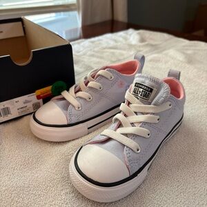 Converse Kids' White and Light Pink Sneakers